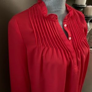 J. Crew Mercantile Ruffled Pintuck Popover Blouse